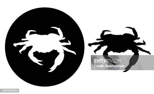 black circle crab icons - animal body part stock illustrations