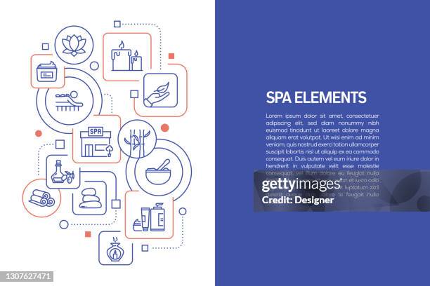 spa concept, vector illustration of spa with icons - massage table stock illustrations