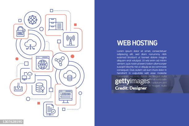 web hosting concept, vector illustration of web hosting with icons - sponsorship stock illustrations
