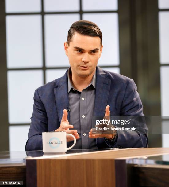 American commentator Ben Shapiro is seen on set during a taping of "Candace" on March 17, 2021 in Nashville, Tennessee. The show will air on Friday,...