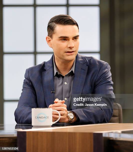 American commentator Ben Shapiro is seen on set during a taping of "Candace" on March 17, 2021 in Nashville, Tennessee. The show will air on Friday,...
