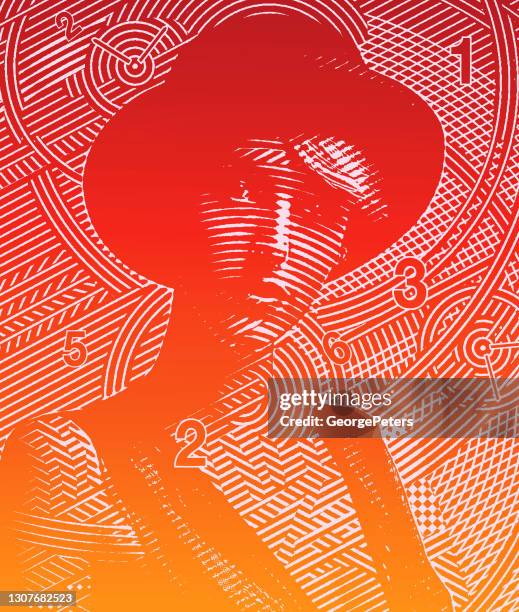 woman and passing time - derby pattern vector stock illustrations