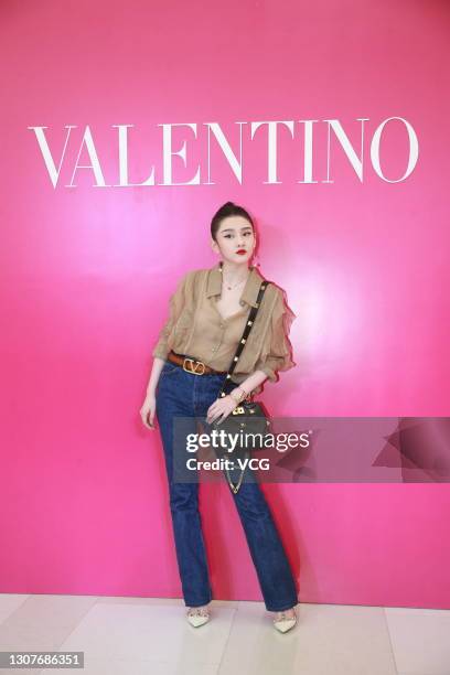 Actress Lareina Song Zu'er attends an opening ceremony of Valentino Roman Stud store on March 17, 2021 in Shanghai, China.