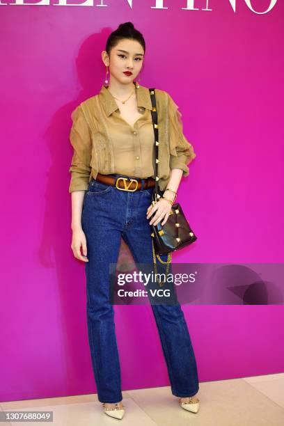 Actress Lareina Song Zu'er attends an opening ceremony of Valentino Roman Stud store on March 17, 2021 in Shanghai, China.