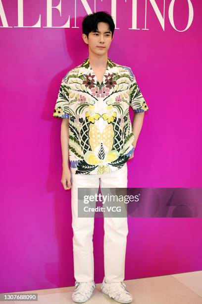 Actor Alan Yu Menglong attends an opening ceremony of Valentino Roman Stud store on March 17, 2021 in Shanghai, China.