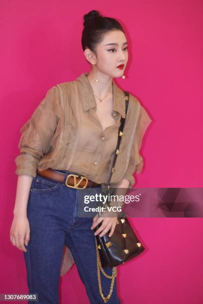 Actress Lareina Song Zu'er attends an opening ceremony of Valentino Roman Stud store on March 17, 2021 in Shanghai, China.
