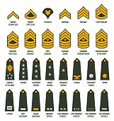 USA army enlisted ranks chevrons with insignia