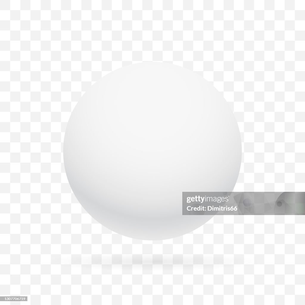Weiße realistische Kugel auf transparentem Hintergrund.