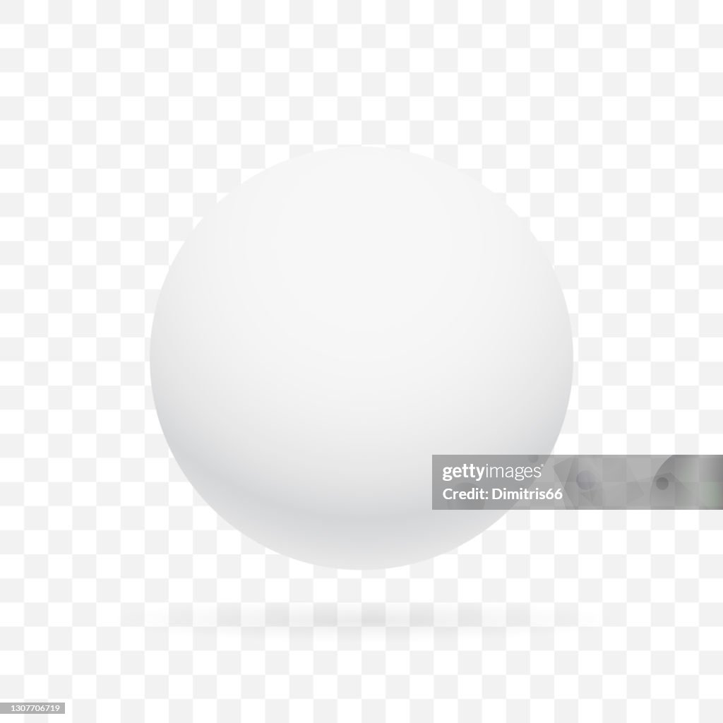 White realistic sphere on transparent background.