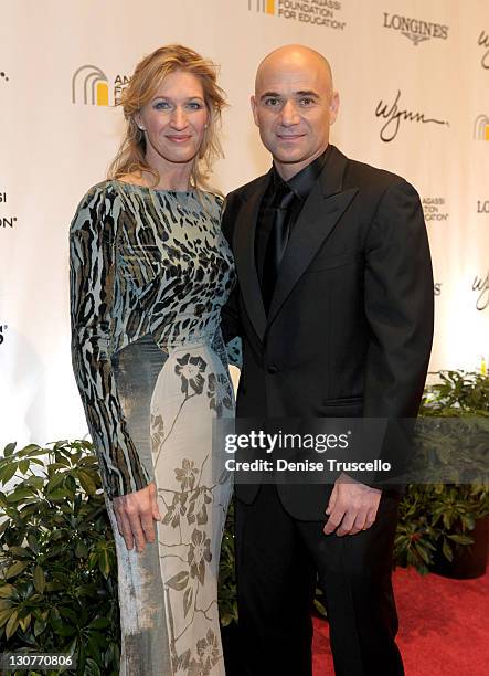 Former tennis players Steffi Graf and Andre Agassi arrive at the Andre Agassi Foundation for Education's 16th Grand Slam for Children benefit concert...