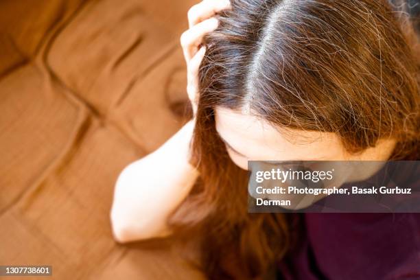 high angle view of a woman - white hair stock pictures, royalty-free photos & images