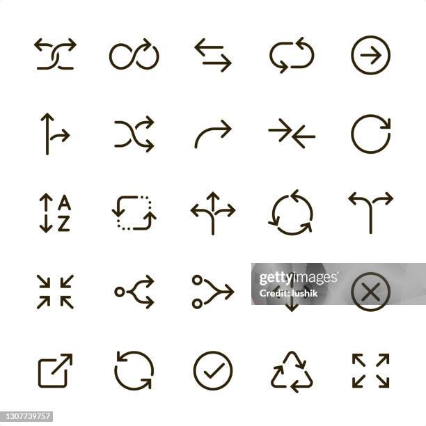 interface arrows - pixel perfect line icons - double stock illustrations