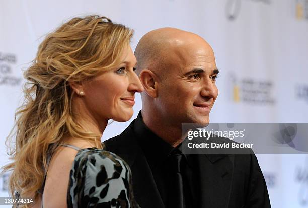 Former tennis player Steffi Graf and former tennis player Andre Agassi arrive at the Andre Agassi Foundation for Education's 16th Grand Slam for...