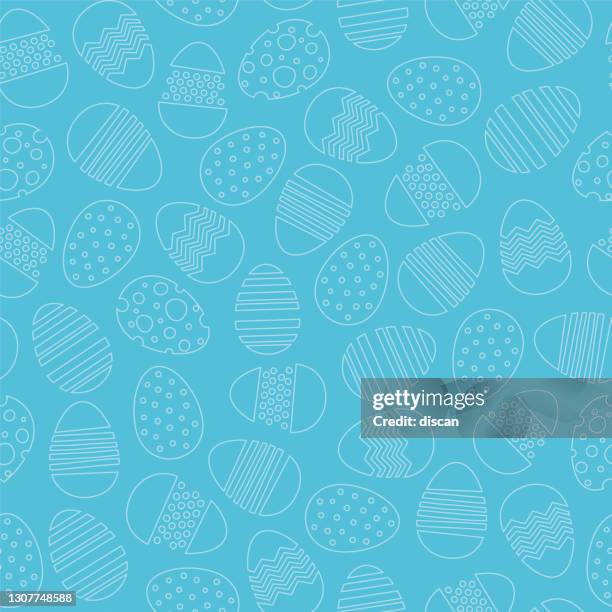 seamless pattern with easter eggs on blue background. - easter pattern stock illustrations