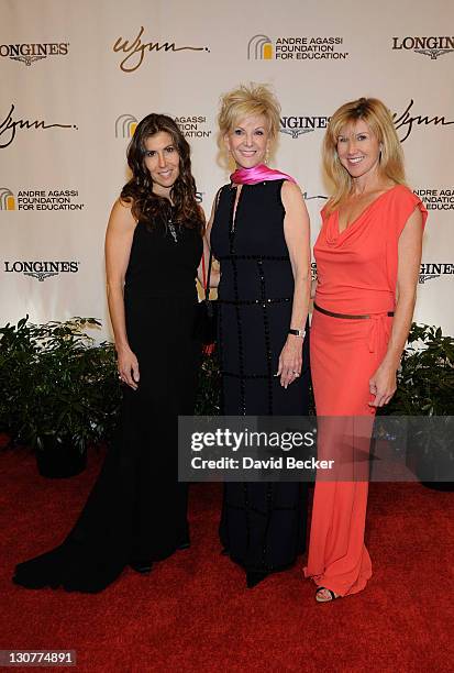 Gillian Wynn, Elaine Wynn, and Kevyn Wynn arrive at the Andre Agassi Foundation for Education's 16th Grand Slam for Children benefit concert at the...