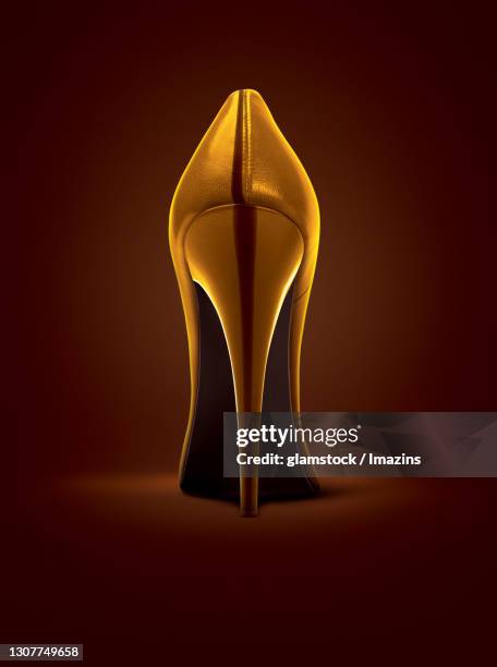 shoes, high heel - gold shoe stock illustrations