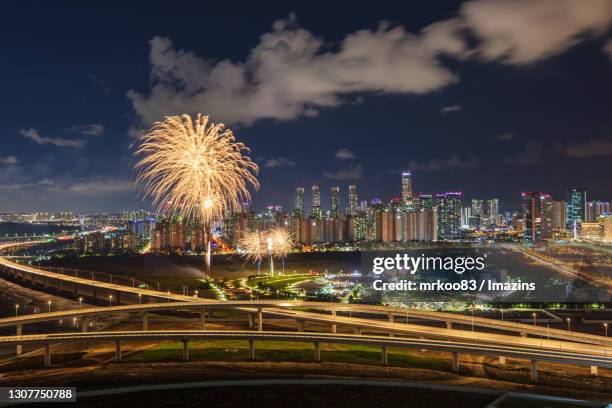 firework festival in songdo international city, incheon, south korea - 松島新都市 ストックフォトと画像