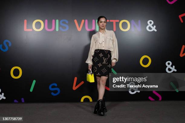 Actress Anne Nakamura attends the 'Louis Vuitton &' exhibition at jing on March 18, 2021 in Tokyo, Japan.