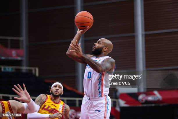 Robert Wilson 'Trae' Golden of Fujian Sturgeons shoots the ball during 2020/2021 Chinese Basketball Association League match between Shanxi Loongs...