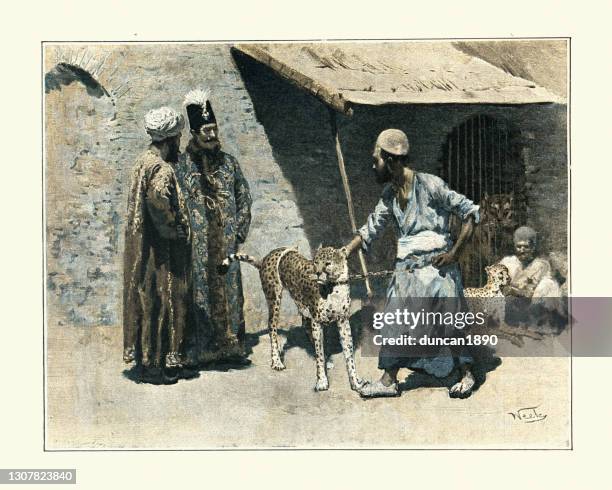 波斯之沙與他的寵物大貓， 獵豹， 維多利亞時代 19 世紀 90 年代 - iranian culture 幅插畫檔、美工圖案、卡通及圖標