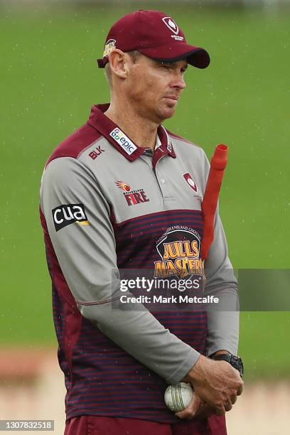 Fire head coach Ashley Noffke looks on during the WNCL match between New South Wales and Queensland at North Sydney Oval on March 19, 2021 in Sydney,...