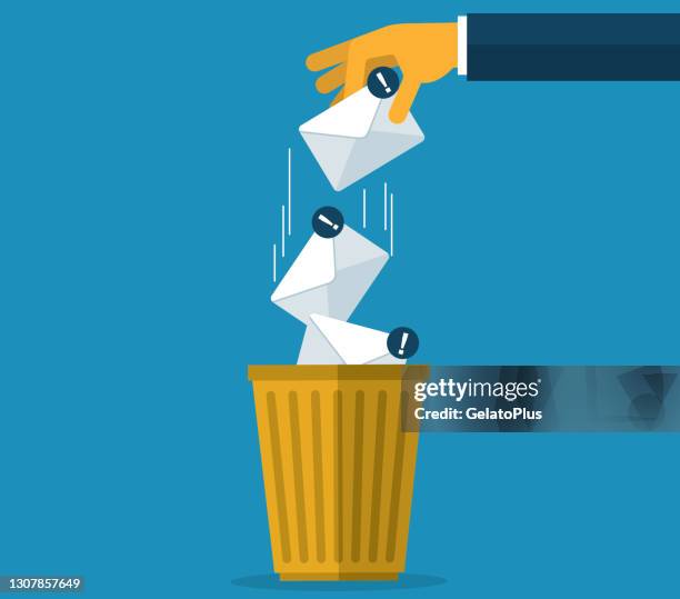 ilustraciones, imágenes clip art, dibujos animados e iconos de stock de eliminar correo electrónico - correo basura