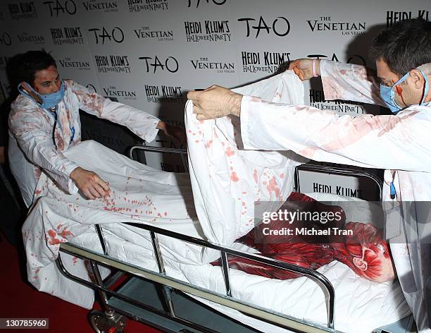 Heidi Klum arrives at her 12th Annual Halloween Party at TAO Nightclub at The Venetian on October 29, 2011 in Las Vegas, Nevada.