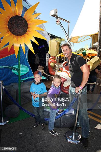 Actor Eric Martsolf and sons attend Activision's "Skylanders Spyro's Adventure" Halloween-themed event at The Grove on October 29, 2011 in Los...
