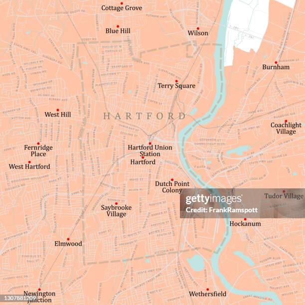 ct hartford city vector road map - hartford connecticut stock illustrations