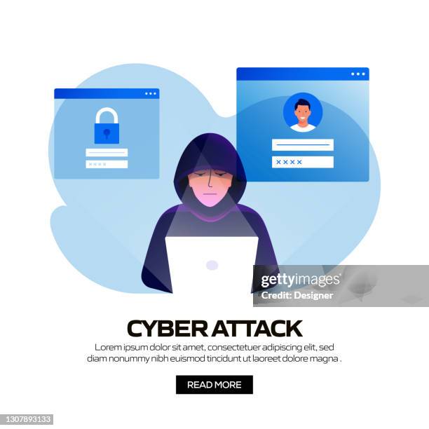 cyber attack concept vector illustration for website banner, advertisement and marketing material, online advertising, business presentation etc. - cyber war stock illustrations