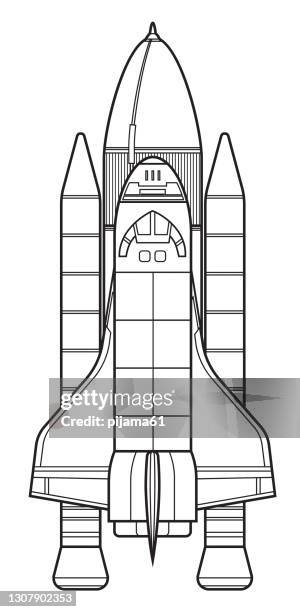 schwarz und weiß, space shuttle - weltraum flughafen stock-grafiken, -clipart, -cartoons und -symbole