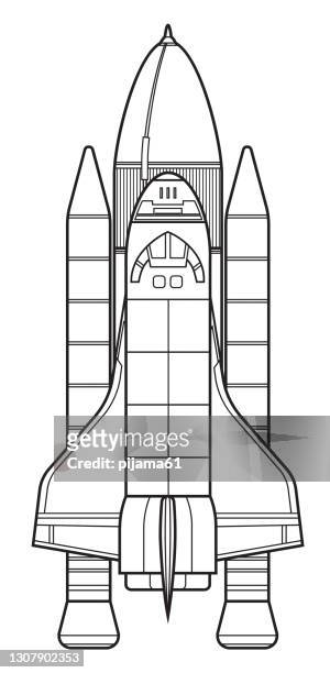 black and white, space shuttle - cosmonaut stock illustrations