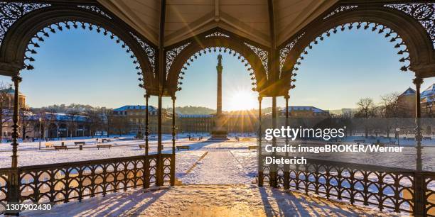 palace square in winter at sunrise, art building, new palace, old palace, city center, stuttgart, baden-wuerttemberg, germany - stuttgart stock pictures, royalty-free photos & images