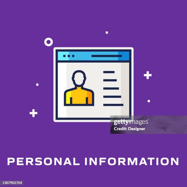 personal information flat line icon, outline vector symbol illustration. - computer bug stock illustrations