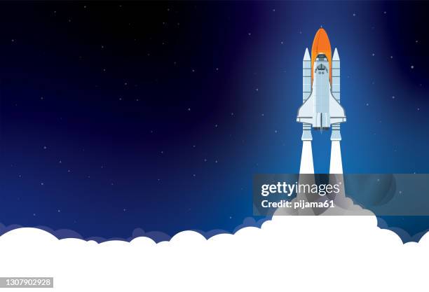 space shuttle launch - atlantis stock illustrations