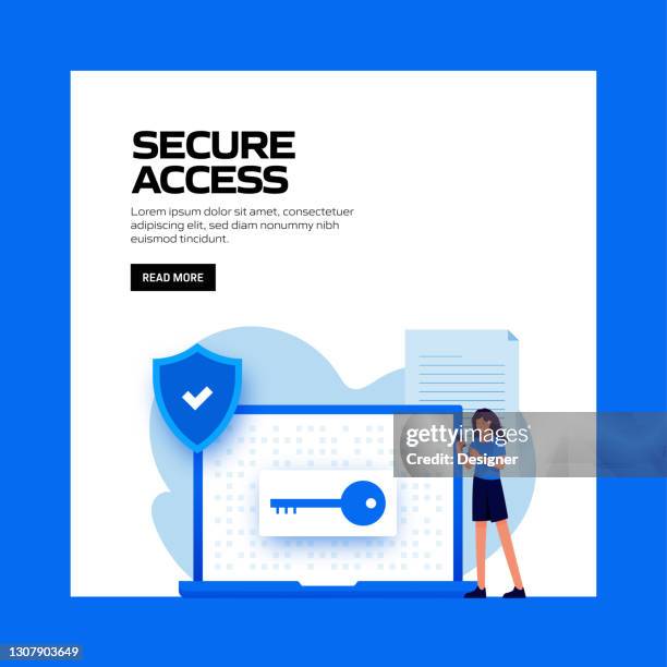 secure access concept vector illustration for website banner, advertisement and marketing material, online advertising, business presentation etc. - computer engineer security stock illustrations