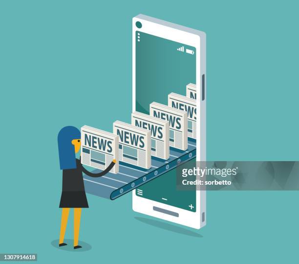 news - mobile phone - true or false stock illustrations