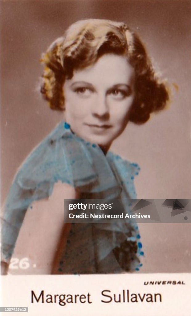 Margaret Sullavan, Film Stars series, collectible C T Bridgewater cigarette card, 1935