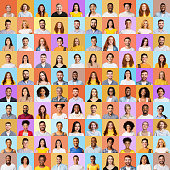 Multiple Portraits Of Happy And Successful People In Square Collage