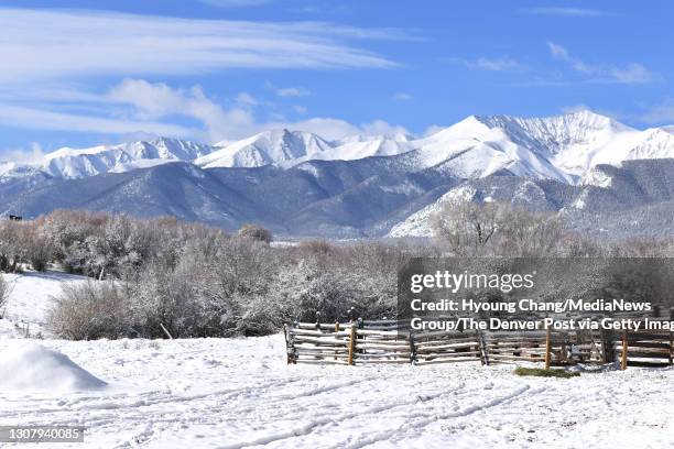 Photo taken snow covered Kelly Ranch in Buena Vista, Colorado on Wednesday, March 17, 2021.