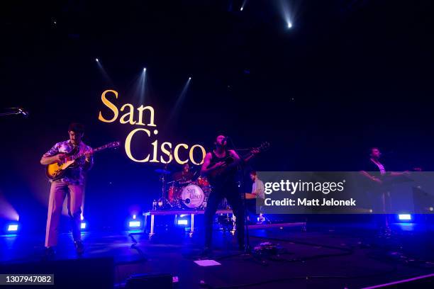 San Cisco perform on stage at the Hear & Now Festival on March 19, 2021 in Perth, Australia.