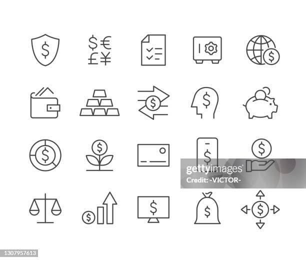 finance and banking icons - classic line series - emblem credit card payment stock illustrations