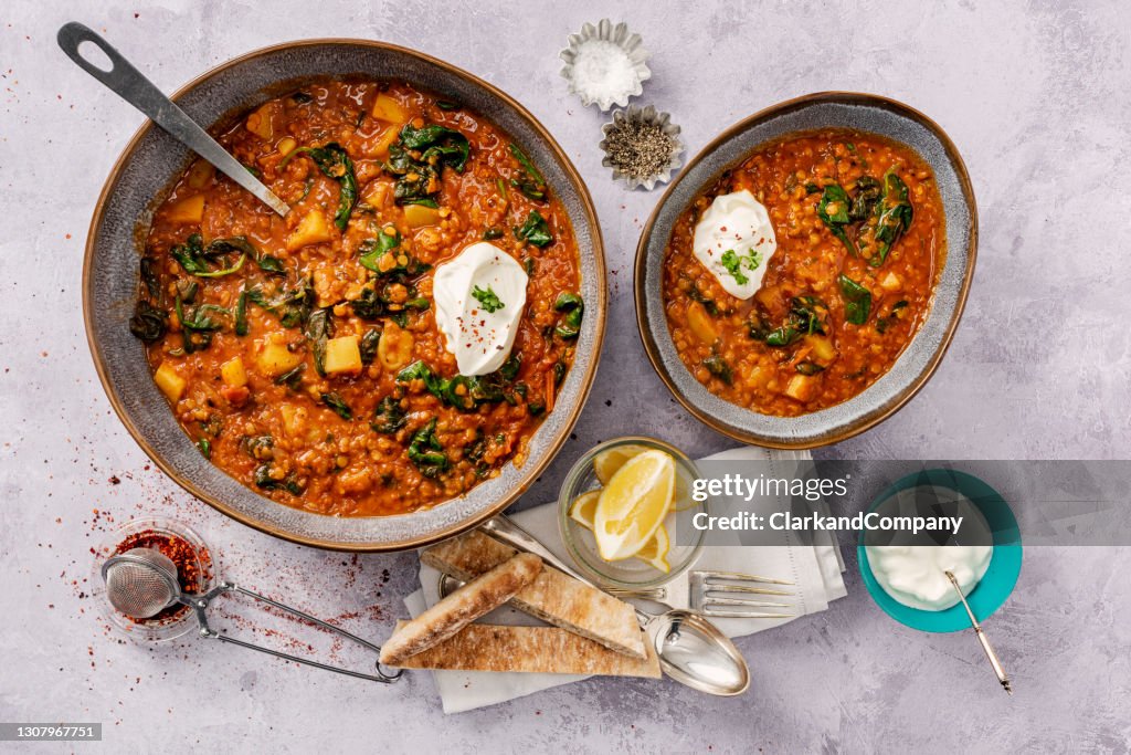 Lentil and Potato Soup with Spinach