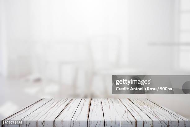 close-up of wooden table at home - counter surface level stock pictures, royalty-free photos & images