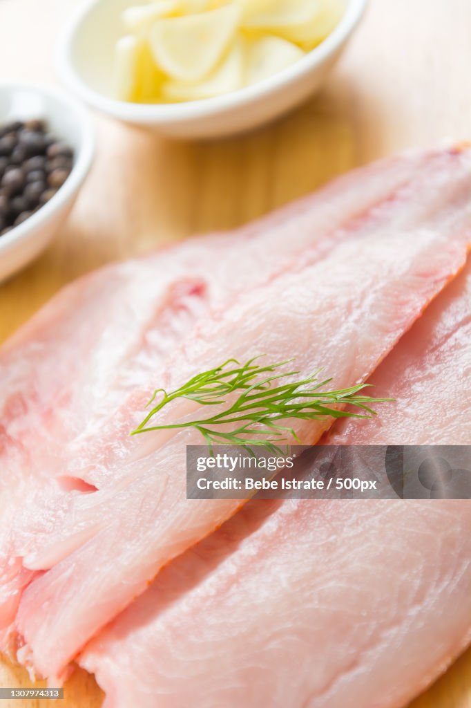 High angle view of fish on table