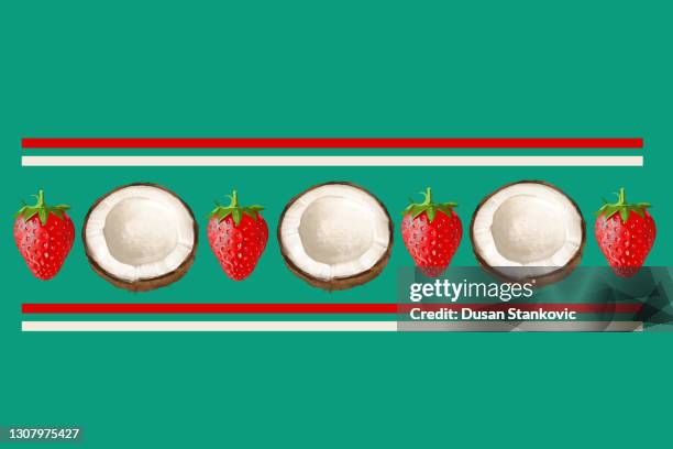 coconut and strawberry - coconut pattern stock illustrations