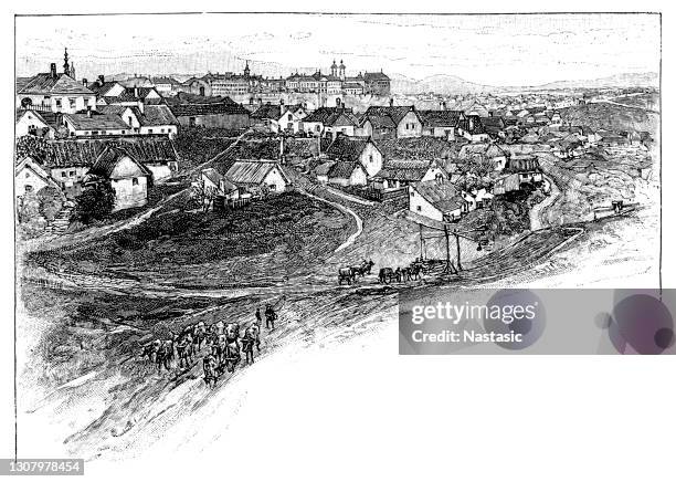 veszprem stadt ungarn - ungarn stock-grafiken, -clipart, -cartoons und -symbole