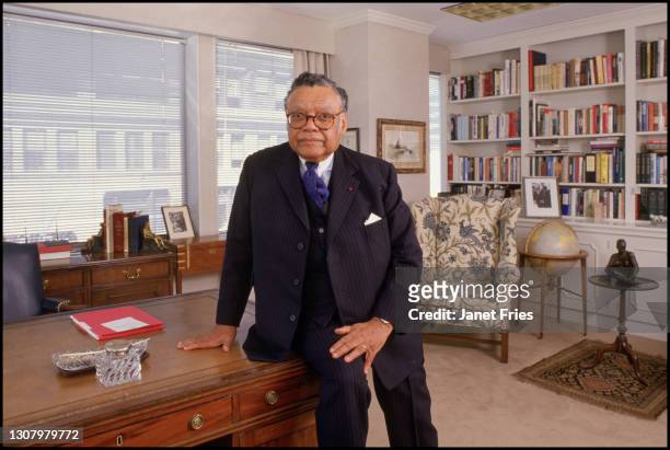 Portrait of American attorney and former US Secretary of Transportation William Thaddeus Coleman Jr as he poses in his office at the law firm...