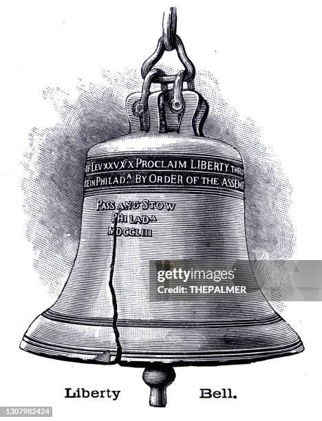 illustrations, cliparts, dessins animés et icônes de liberty bell gravure en 1896 - liberty bell