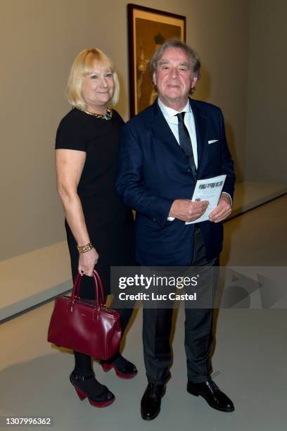 Nicole Wilmotte and her Husband Architect Jean-Michel Wilmotte attend the opening of the Exhibition "Icônes de l'art moderne. La Collection...